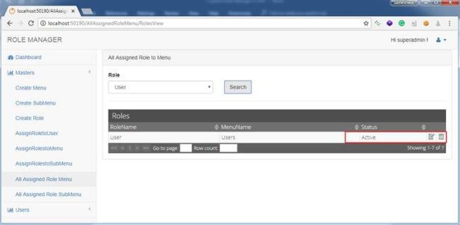 Activate, Deactivate and Delete Assigned Menu